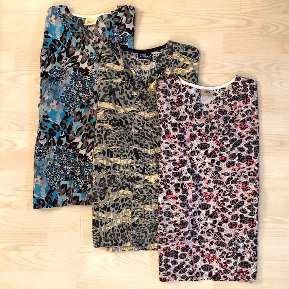 Three Leopard/Cheetah Print Scrubs